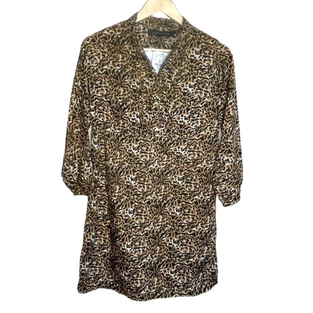 ZARA trafaluc leopard long sleeve shift dress